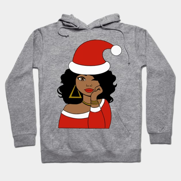 Afro Santa Claus Black Girl Magic Ugly Christmas Hoodie by Distefano